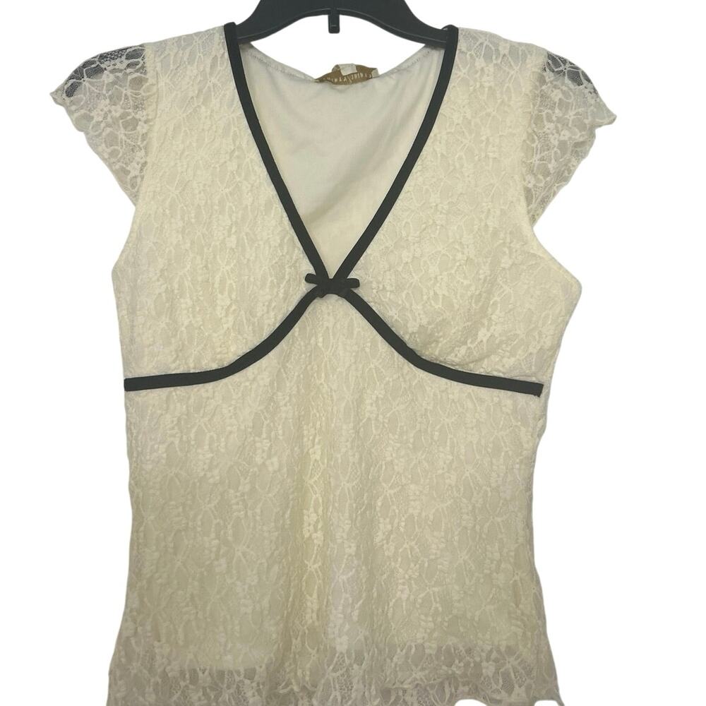 Thirty Thirty Y2K Babydoll Lace Coquette Top Bow Lingerie L Going Out Indie M - Picture 9 of 13